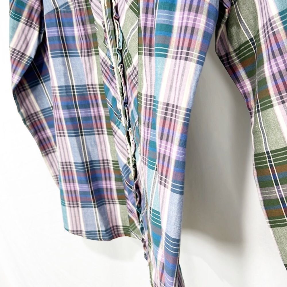 Nwot Pendleton Plaid Button-Down Blouse With Ruff… - image 4